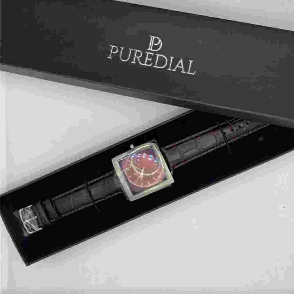mens watch Puredial, Wine red face, Stainless Steel bezel, brand new, never worn