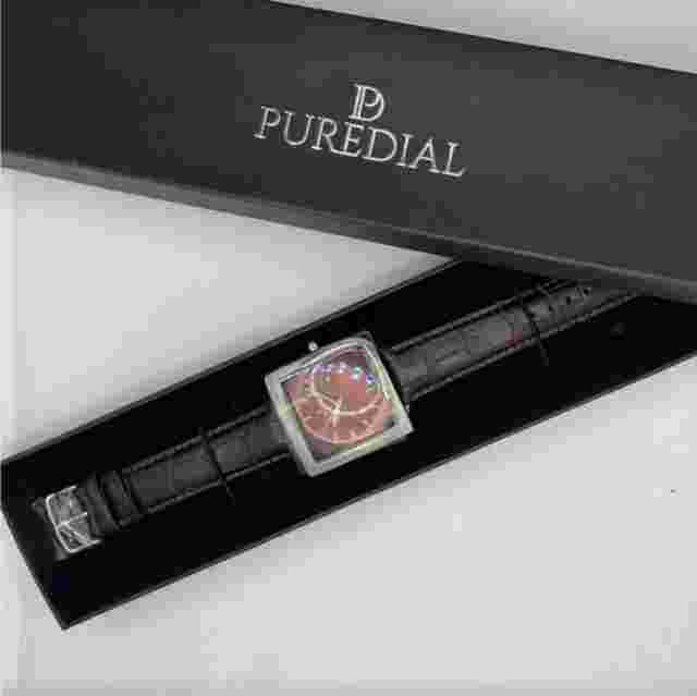 mens watch Puredial, Wine red face, Stainless Steel bezel, brand new, never worn
