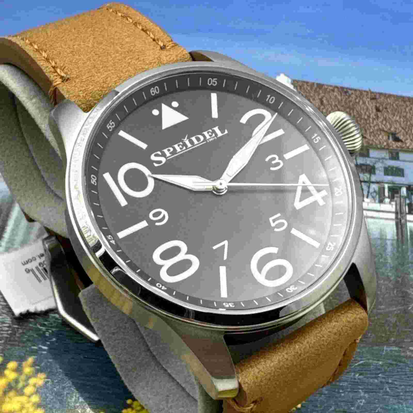Mens Speidel Black Dial Round With Kamel Suede   Wristwatch ￼
