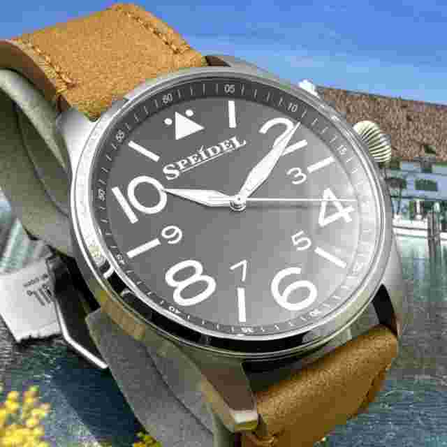 Mens Speidel Black Dial Round With Kamel Suede   Wristwatch ￼