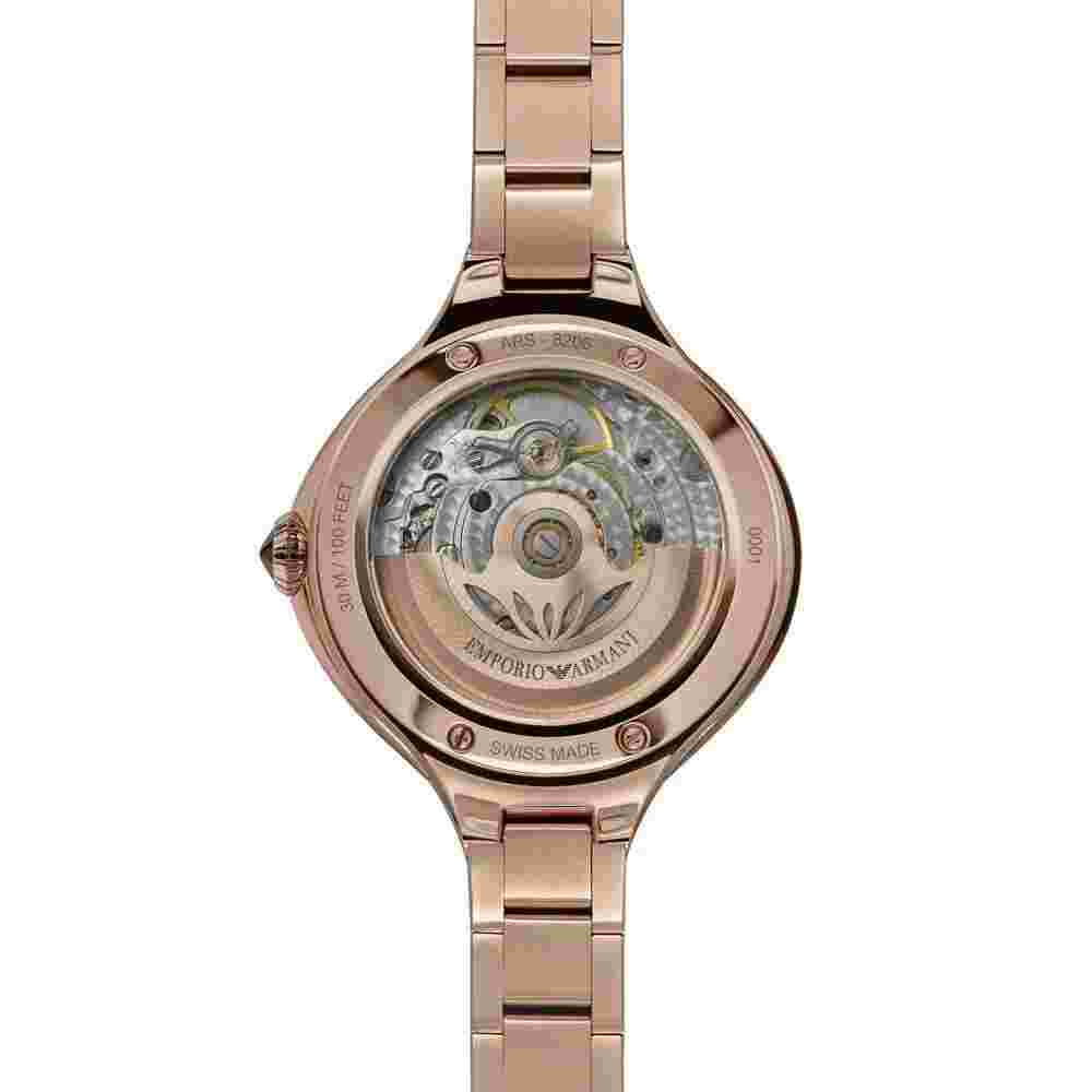 Emporio Armani Swiss Made Automatic Fluid Deco ROSE Gold Women's Watch MSRP $945