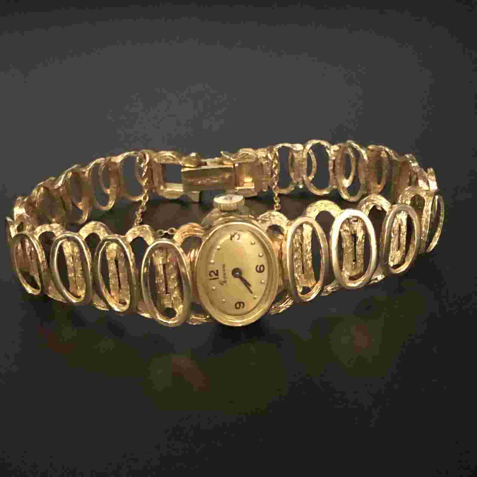 14k GOLD 34 Grams GENEVA Vintage Watch Rare Genuine 50s - 60s