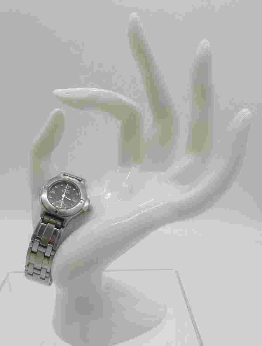 Anne Klein II Steel Water Resist 10/6025 775 Date Silver Tone Black Face Watch