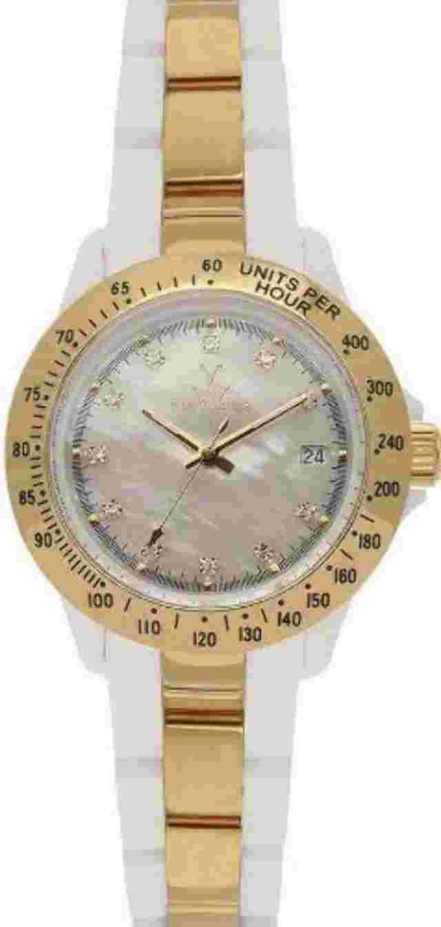 Heavy Metal Plasteramic Ladies Mini Mother-of-Pearl White and Gold 28218-GD
