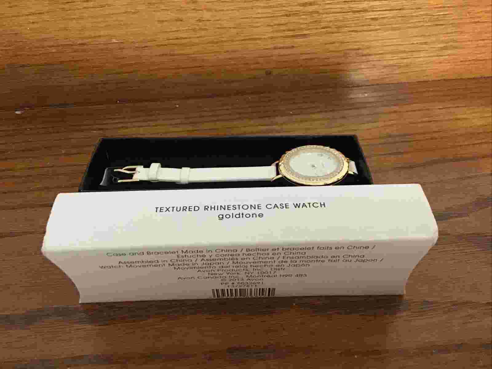 ⌚Avon - Textured Rhinestone Case Watch - Goldstone    (h)⌚