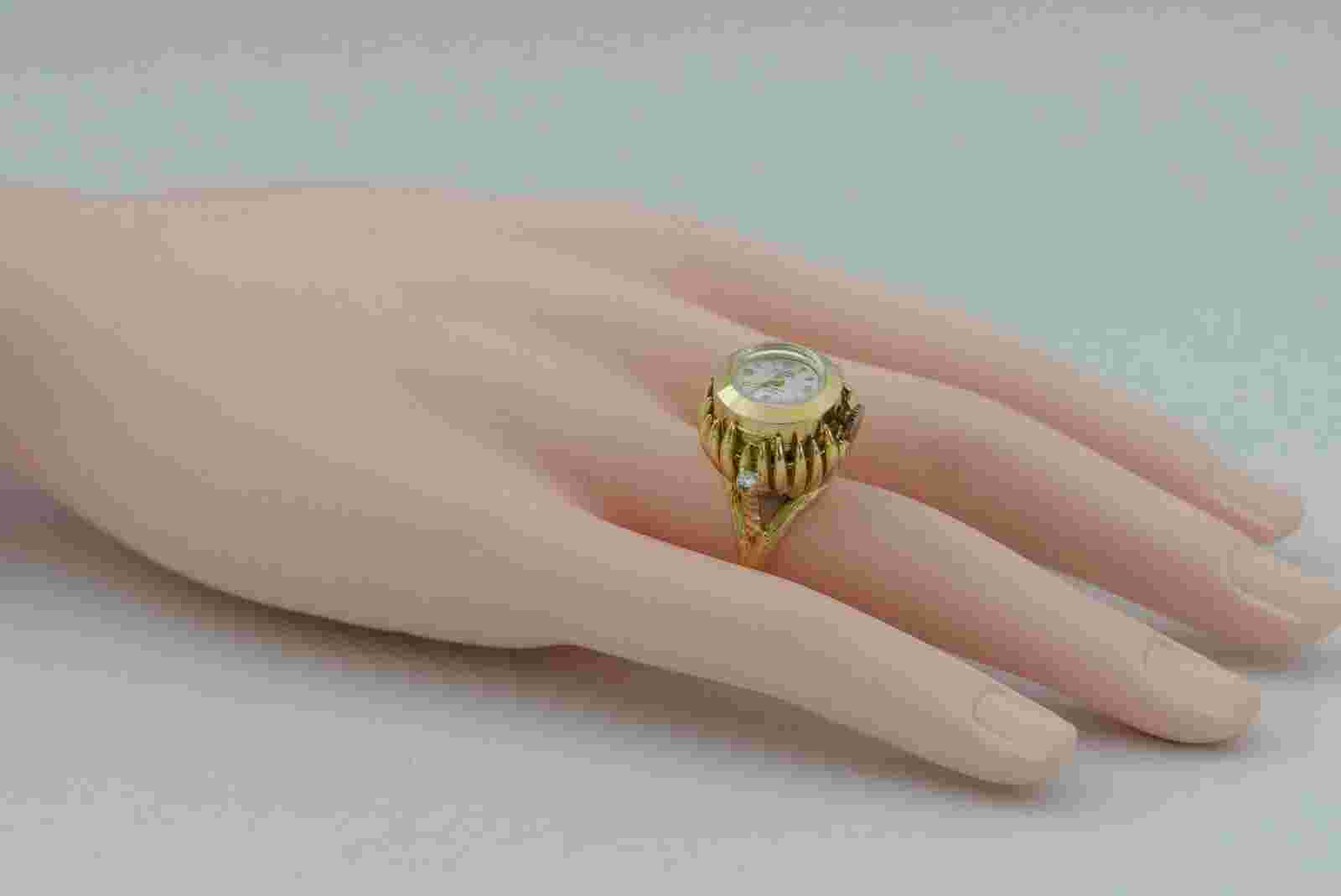 Vintage Ladies Watch Ring Circa 1950 18K Yellow Gold ELOGA *