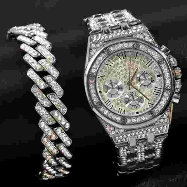 Reloj de Mujer con Pulsera en Oro Acero Inoxidable 2 Piezas Relojes Para Mujeres