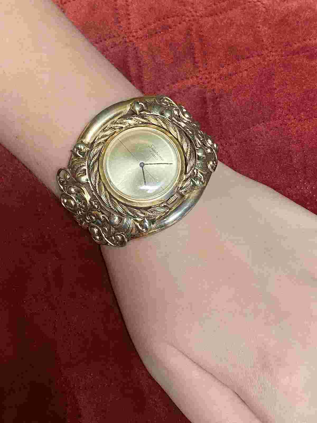 Supreme Illinois watch 17 Jewels Gold Toned Cuff Wind-Up Wristwatch -RARE! WORKS
