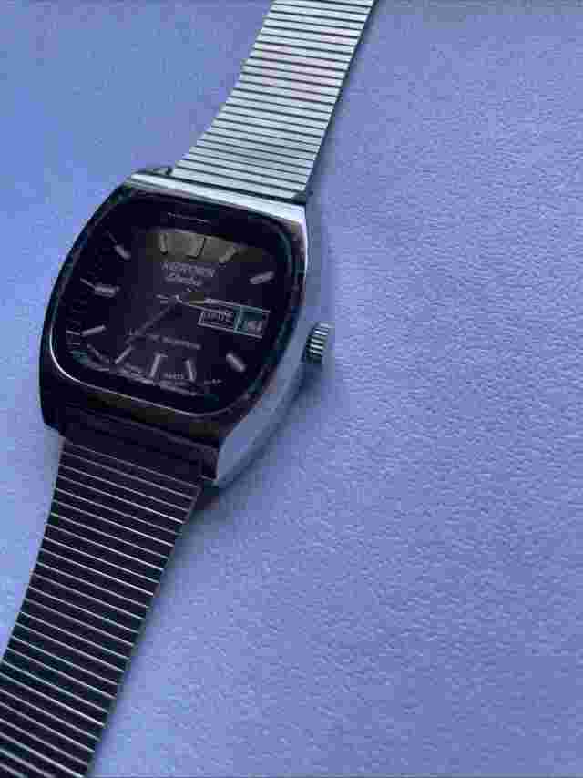 Vintage 1980’s Kronotron “Electra” TV Screen Wind Up Watch ~ Date ~ Hong Kong