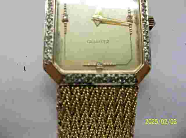 Geneve Men's Watch Vintage 14K Yellow Gold 34DIArectangle Swiss Quartz Mesh Band