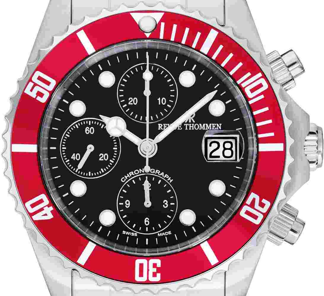 Revue Thommen 17571.6136 RT Diver Chrono Automatic black red Men's Watch NEW