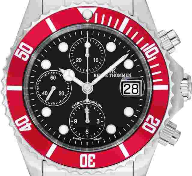 Revue Thommen 17571.6136 RT Diver Chrono Automatic black red Men's Watch NEW