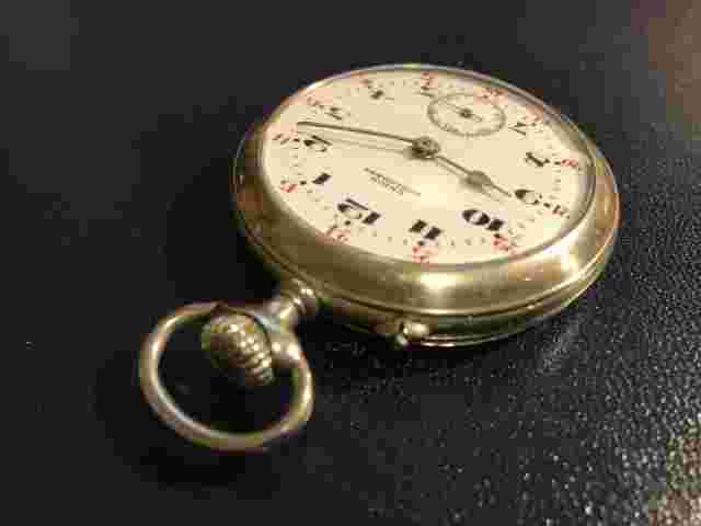Antique Union Horlogere Gold Pocket Watch 50mm in Great Working condition