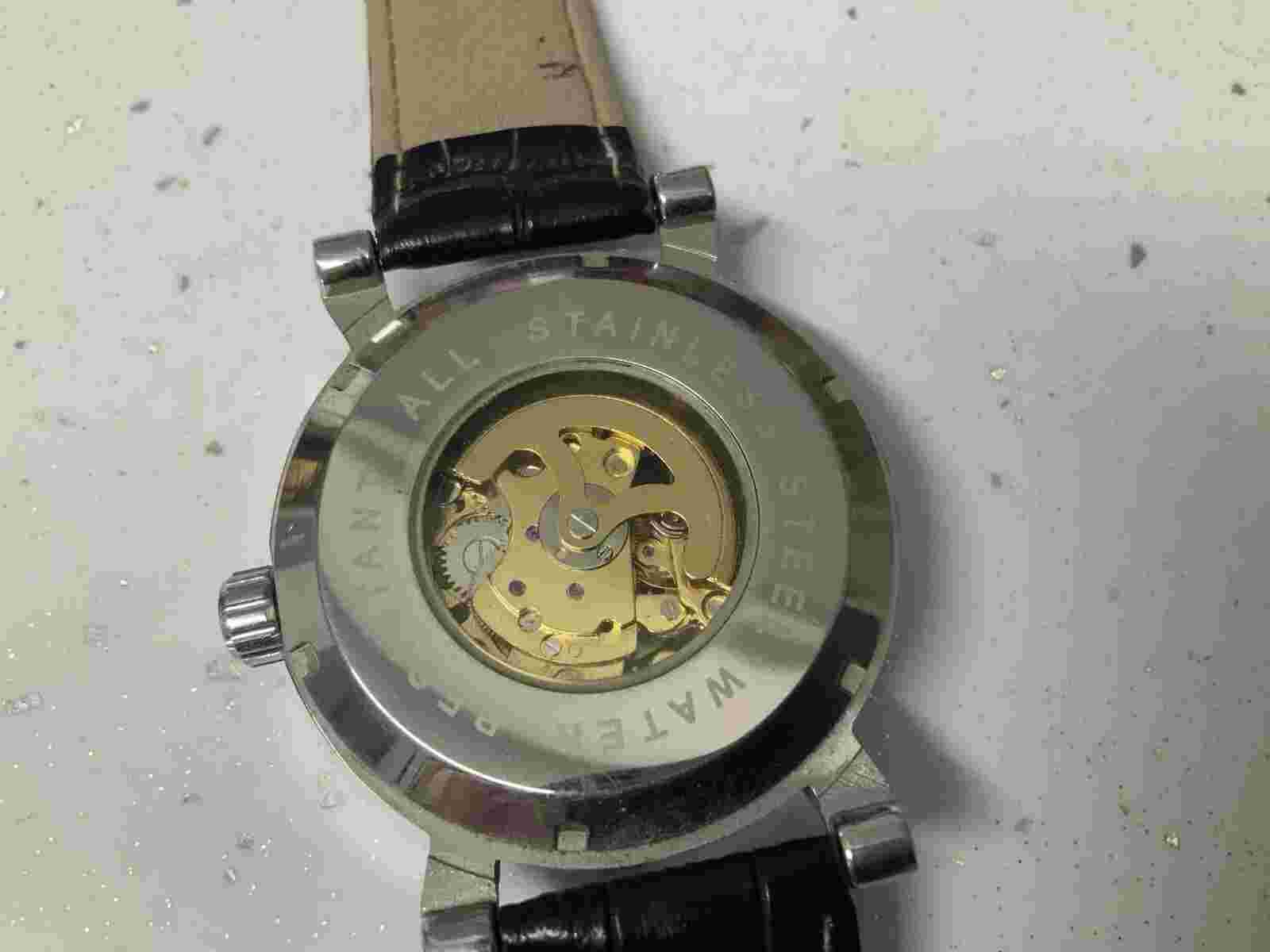 Genoa Skeleton  Wrist Watch Mens Mechanical Wind Up And Automatic Silver