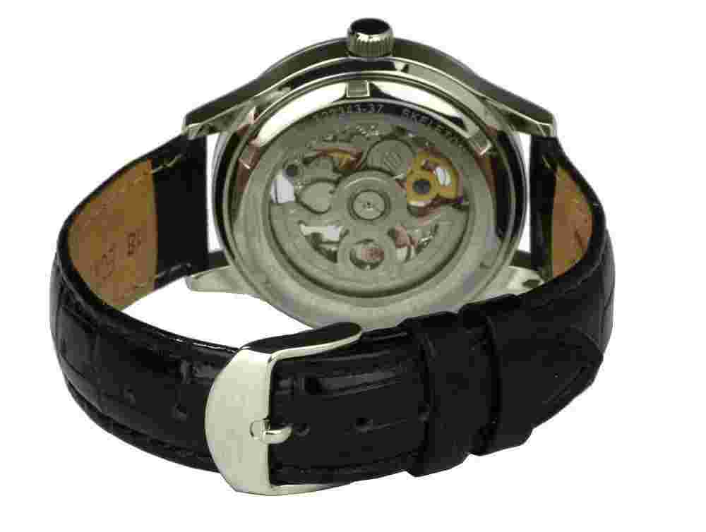 Enzo Bellini Black Skeleton Watch Automatic Watch Ø 38 mm Unisex Watch Leather Watch Strap