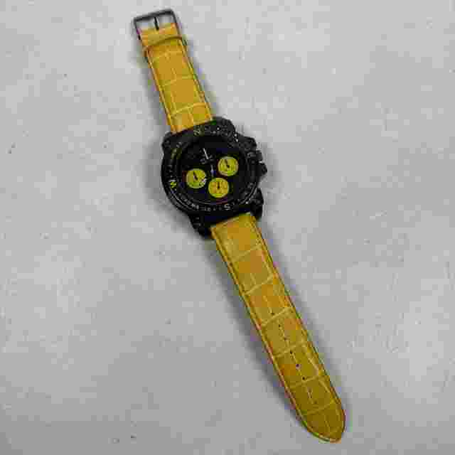 Ice King Watch Mens 50mm Black Dial Yellow Band Heavy Bling Bezel New Battery
