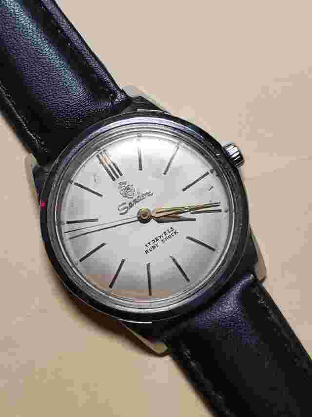 Vintage 60's Henri Sandoz Silver Dial Stainless Steel Hand Winding Gents Watch