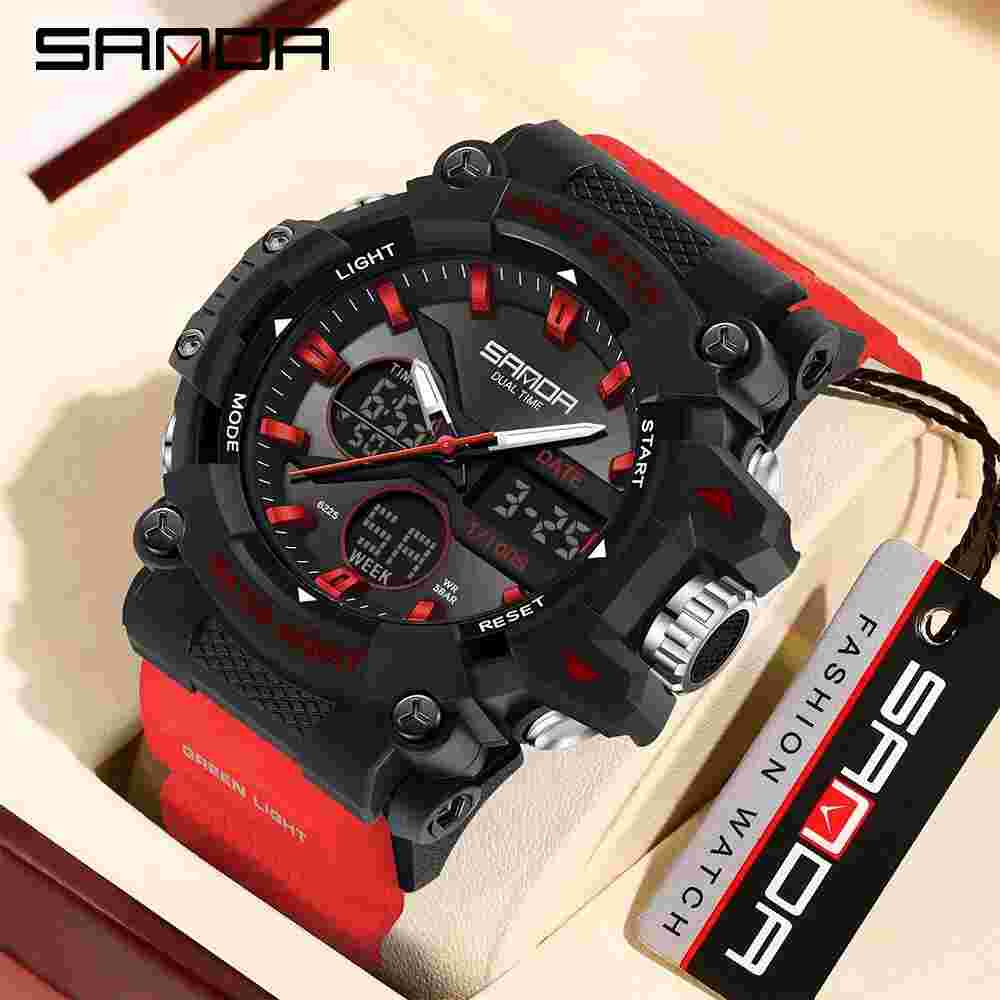 SANDA Fashionable Men's Cool Night Light Dual Screen Multi functional Sports6225