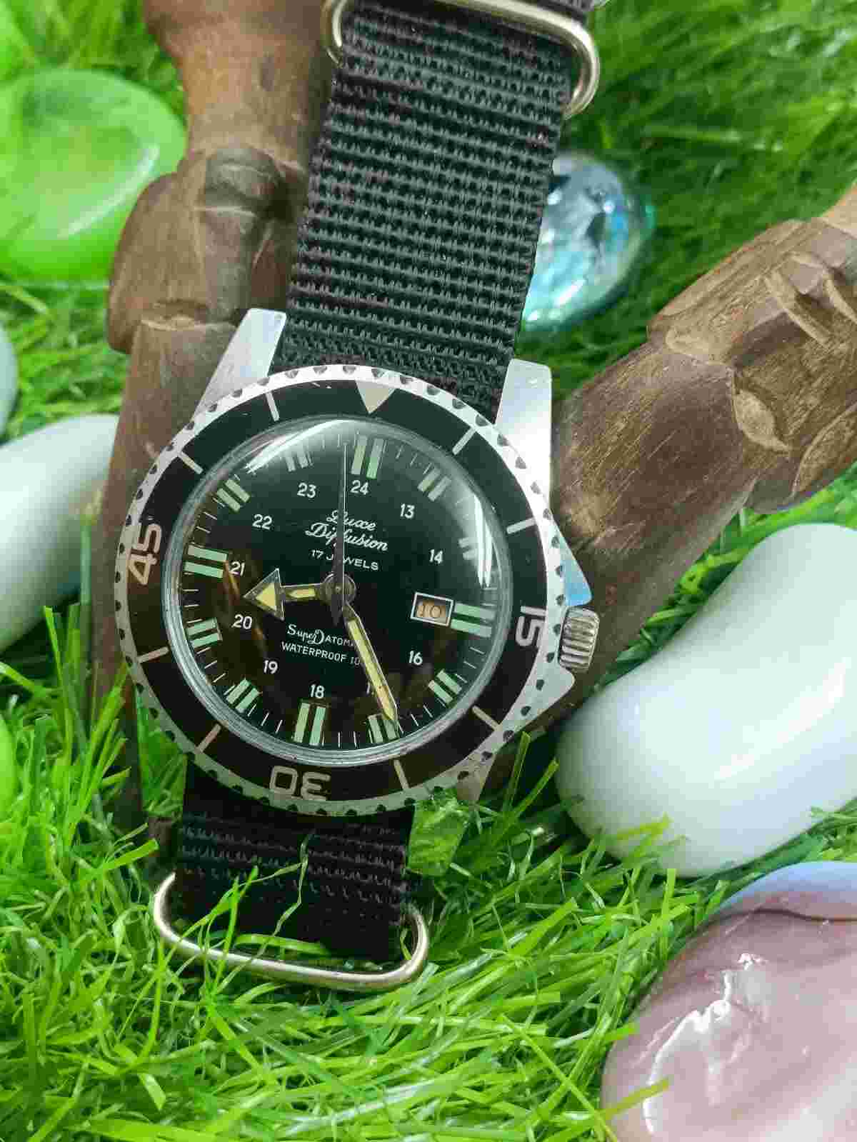 Authentic Luxe Diffusion 17 Jewels Super Datomatic Mens Manual Wind Mint Vintage