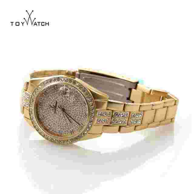 METALLIC STONES GOLD PAVE DIAL BEZEL