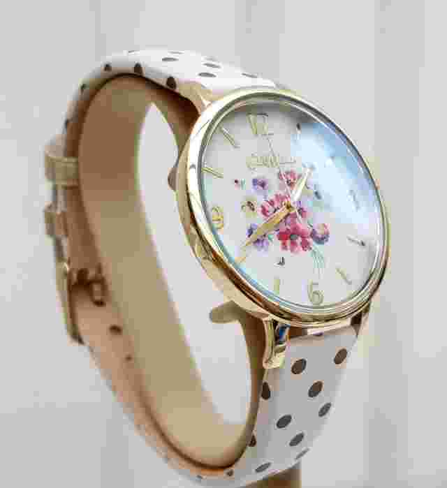 New CATH KIDSTON White Ladies Watch Mallory Bunch Gold Polka Dots Watch RRP£79!
