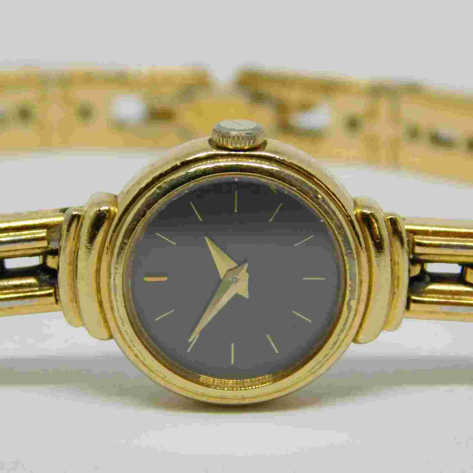 Vintage LASSALE Gold Tone Quartz Analog Women's Watch Sz. 7" New Battery