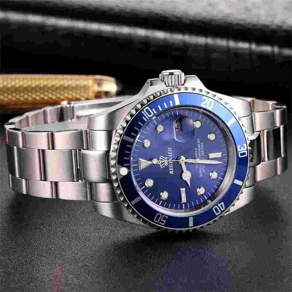 REGINALD 40MM Quartz Men's Watch Diver Rotatable Bezel Stainless Waterproof NEW