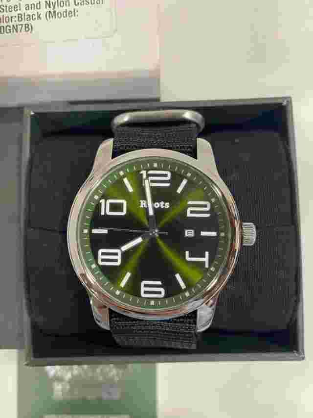 Roots Mens 'Core' Quartz Stainless Steel And Nylon Casual Watch 1R-LF420GN7B