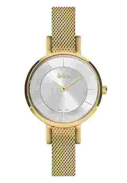 Lee-Cooper Watch LC06373.130 Fine Ladies Wrist Watch Golden White Meshband