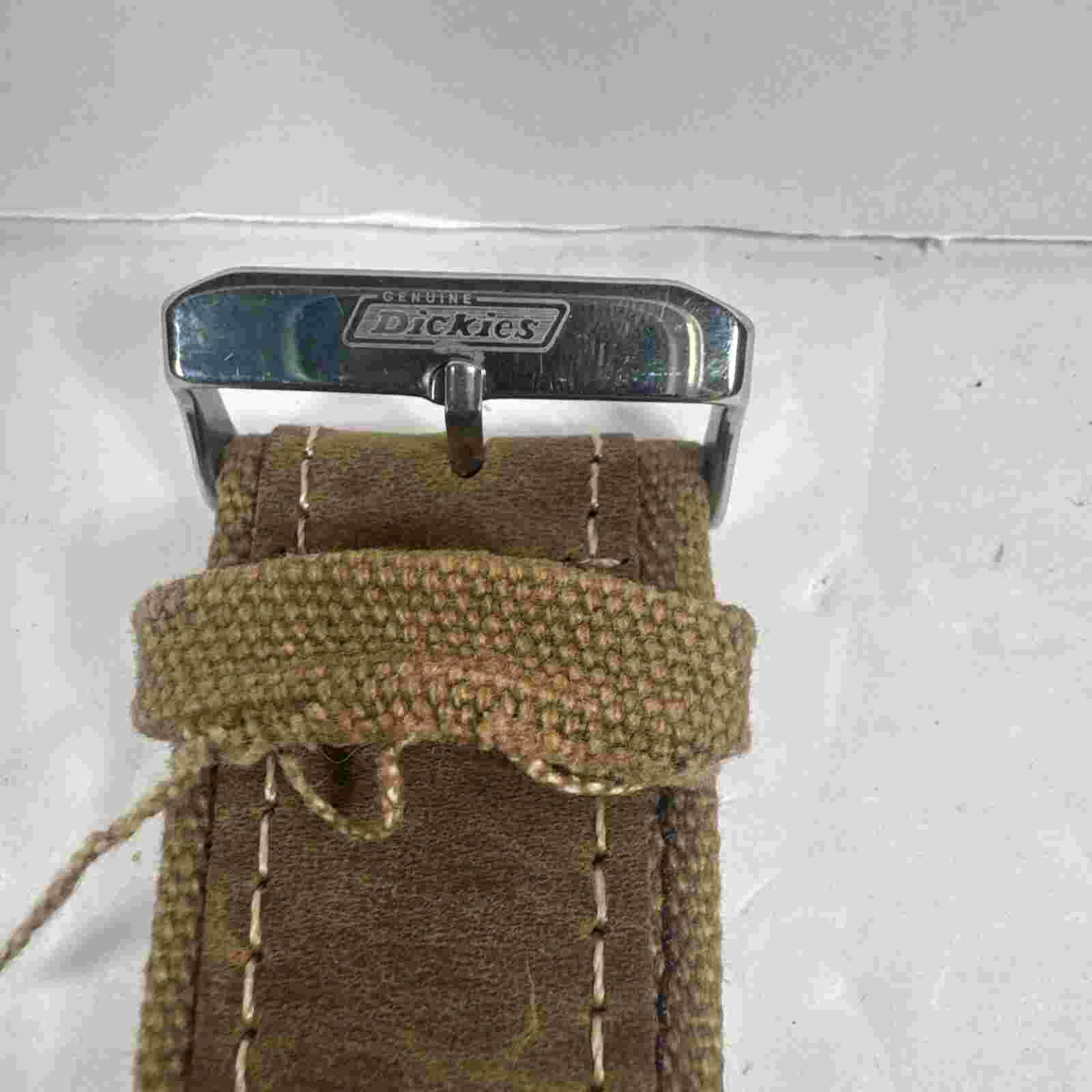 Dickies Watch Women 34mm Silver Tone Brown Cuff Leather Band Needs Battery