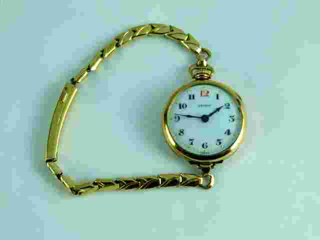 ANTIQUE ESPRIT HIRSCH 15J 2 ADJ GOLD FILLED LADIES WATCH SERVICED C.1900