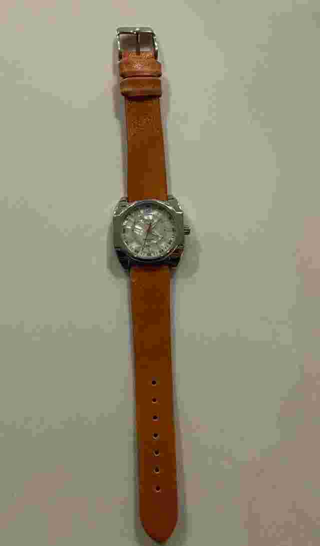 Activa Swiss Women's Watch Silver Tone Orange Leather Band New Battery Works