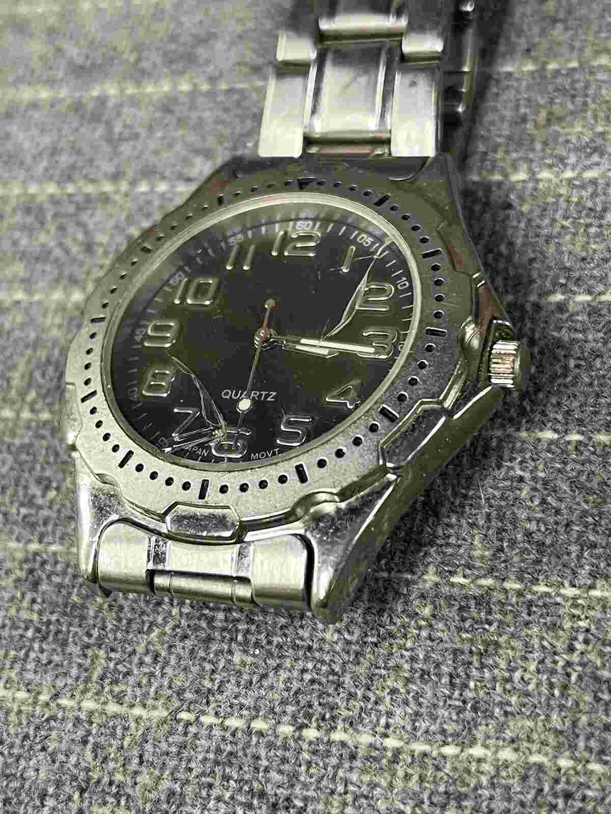 Puritan Grey Dial Metal Band Quartz Watch Mens Wristwatch Battery Operated AS IS