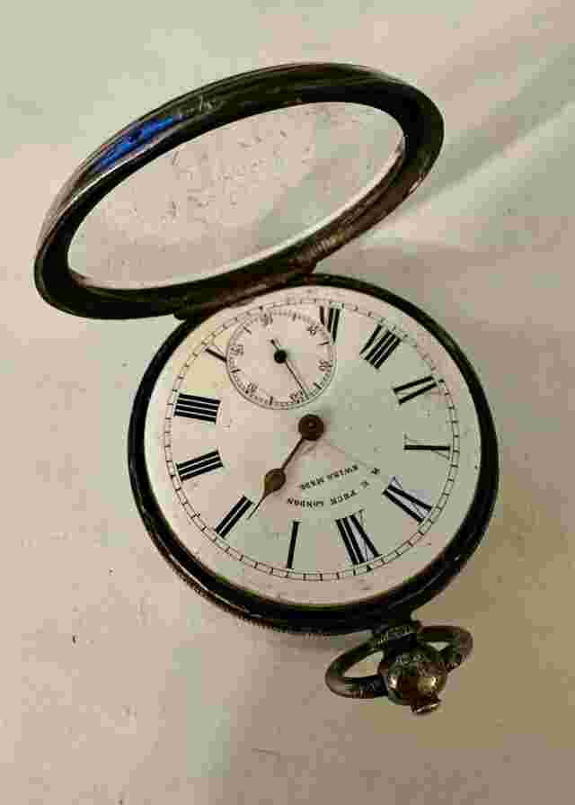 Vintage .935 Sterling Silver H E Peck KeyWind Mens Pocket Watch-Needs Attention