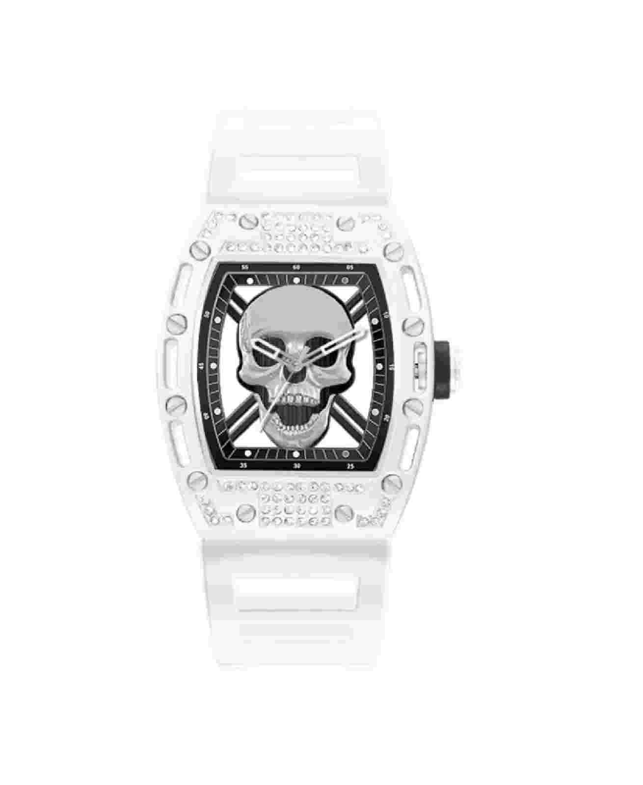 Ed Hardy Men's Matte White Plastic Strap Watch 42mm