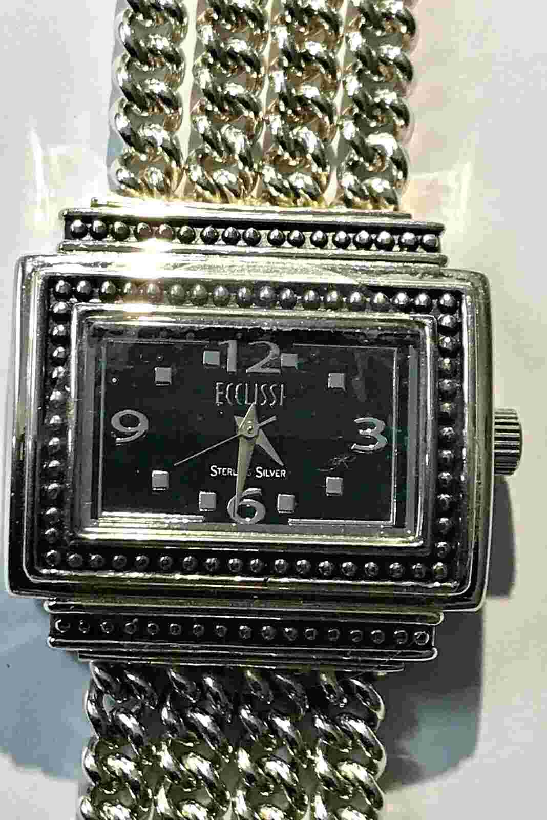 STERLING SILVER 4 STRAND ART DECO WATCH ECCLISSI #33612 NEVER USED