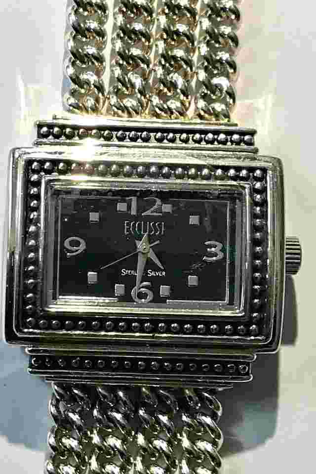 STERLING SILVER 4 STRAND ART DECO WATCH ECCLISSI #33612 NEVER USED