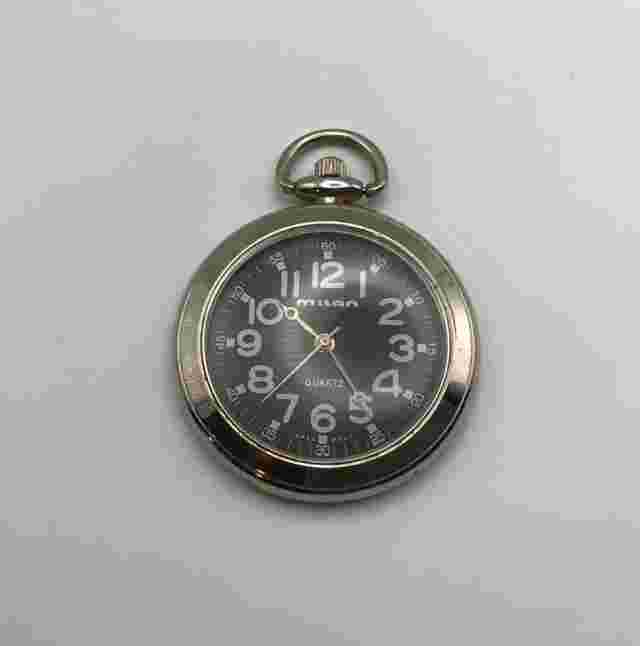 Milan Quartz Silver Pocket Watch WORKING