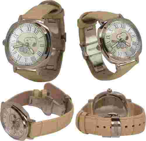 SNOOPY Quartz Watch - Mineral Glass, Stainless Stee, 5ATM Faux Leather Band 16mm