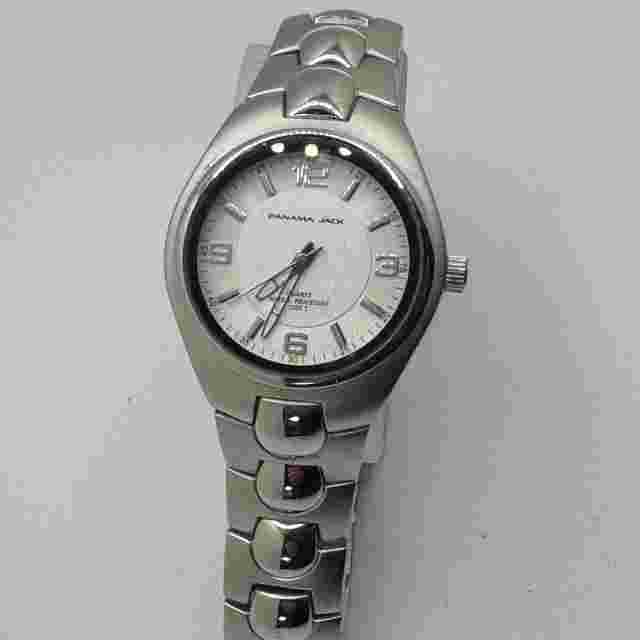 Panama Jack Quartz Watch Sand Dune Men Silver Japan Movt Analog New Battery 9"