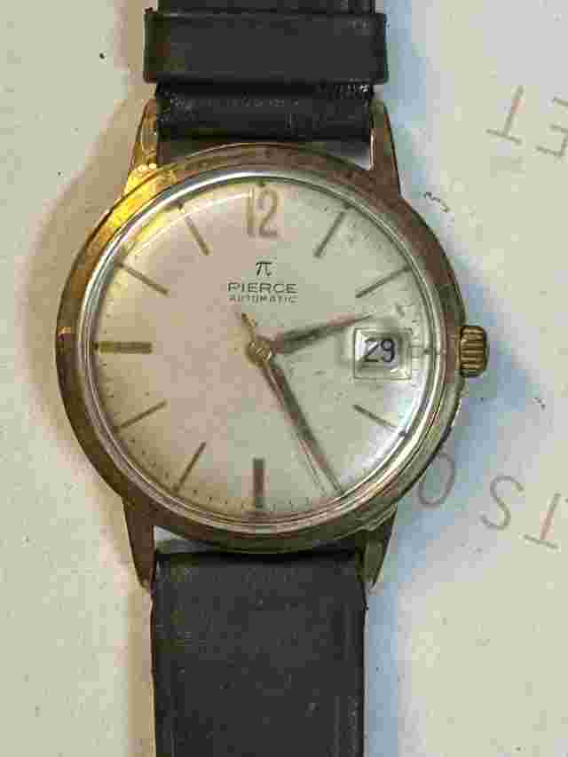 Pierce Automatic 17 Jewels Date Function Rare Swiss Made Men's Wrist Watch