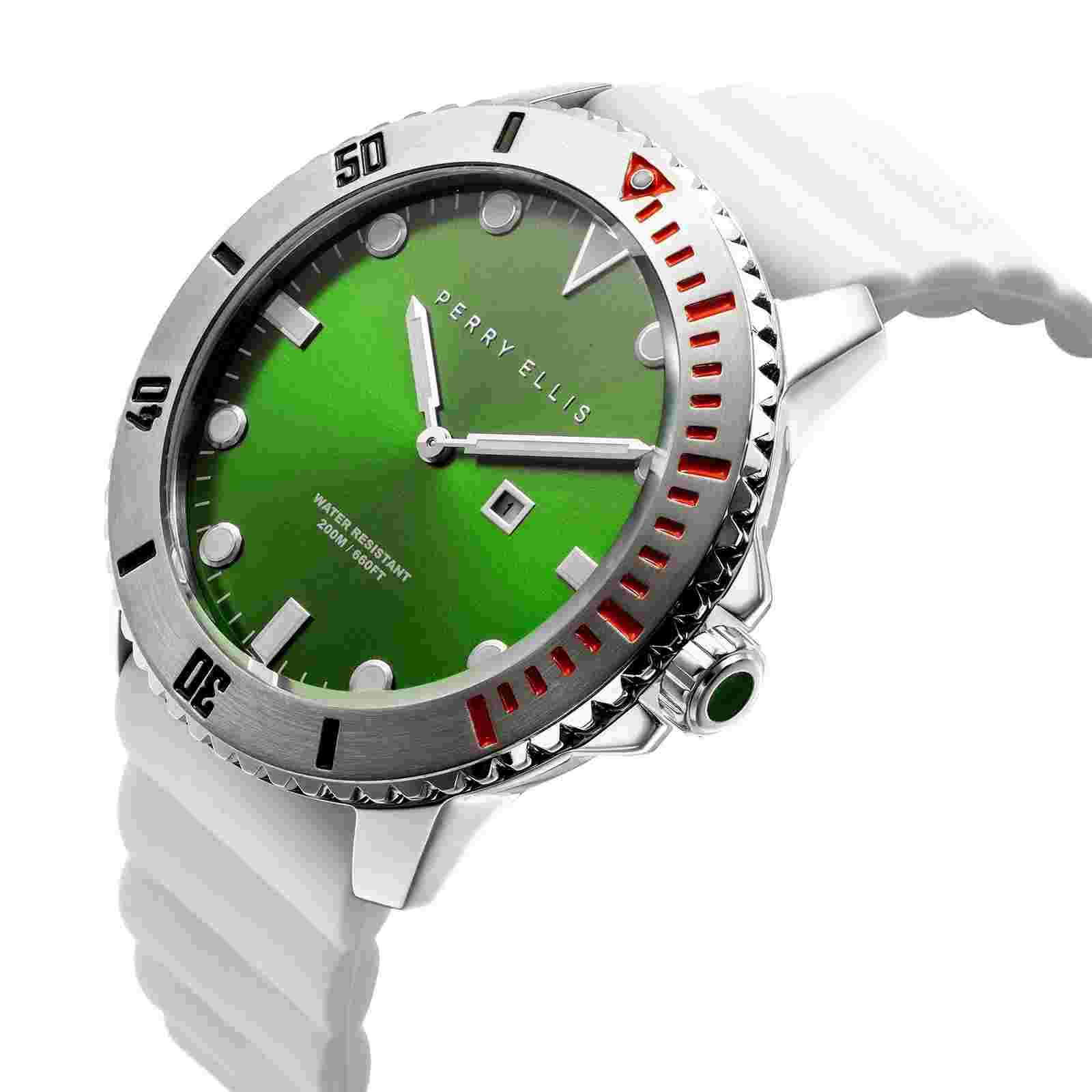 Perry Ellis Deep Diver Men 46mm Quartz Watch 02003-03 Water Resistance 200m