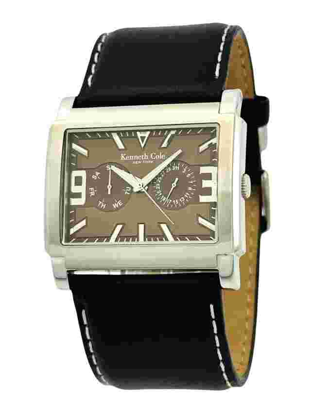 Kenneth Cole NY KC1289  Rectangular Multifunction Brown Dial & Black Strap Watch