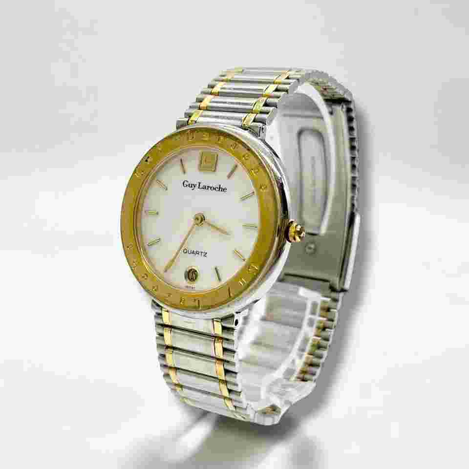 Battery Giraroche Watch Date 3 Hands Running Guy Laroche Qz Analog Round Combina