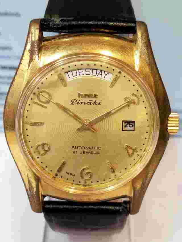 ORIGINAL HMT PINAKI 21 JEWELS AUTOMATIC 631097 INDIA MEN FULL WORKING VINTAGE