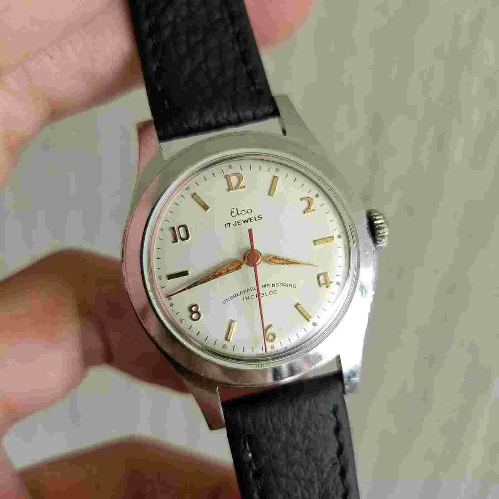 Vintage ELCO Men's manual winding watch swiss AS 1686 17Jewels 1960s
