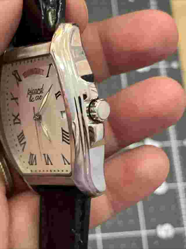Picard & Cie Men's Wrist Watch, metallic Silver background, Roman numerals day