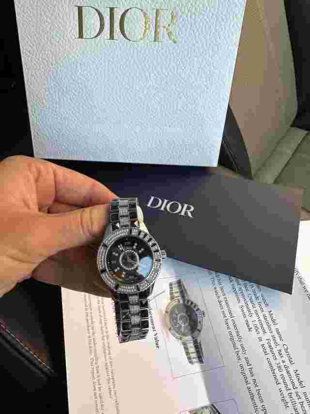 Authentic Dior Women’s Watch With Diamonds & Black Sapphires RRP Now $17,500