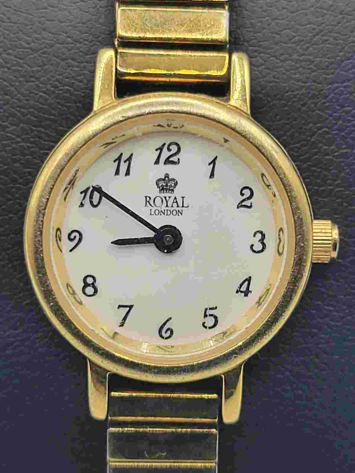 Gold Tone Flex Band Royal London (20010-16) Wristwatch For Part / Repair 22.40mm