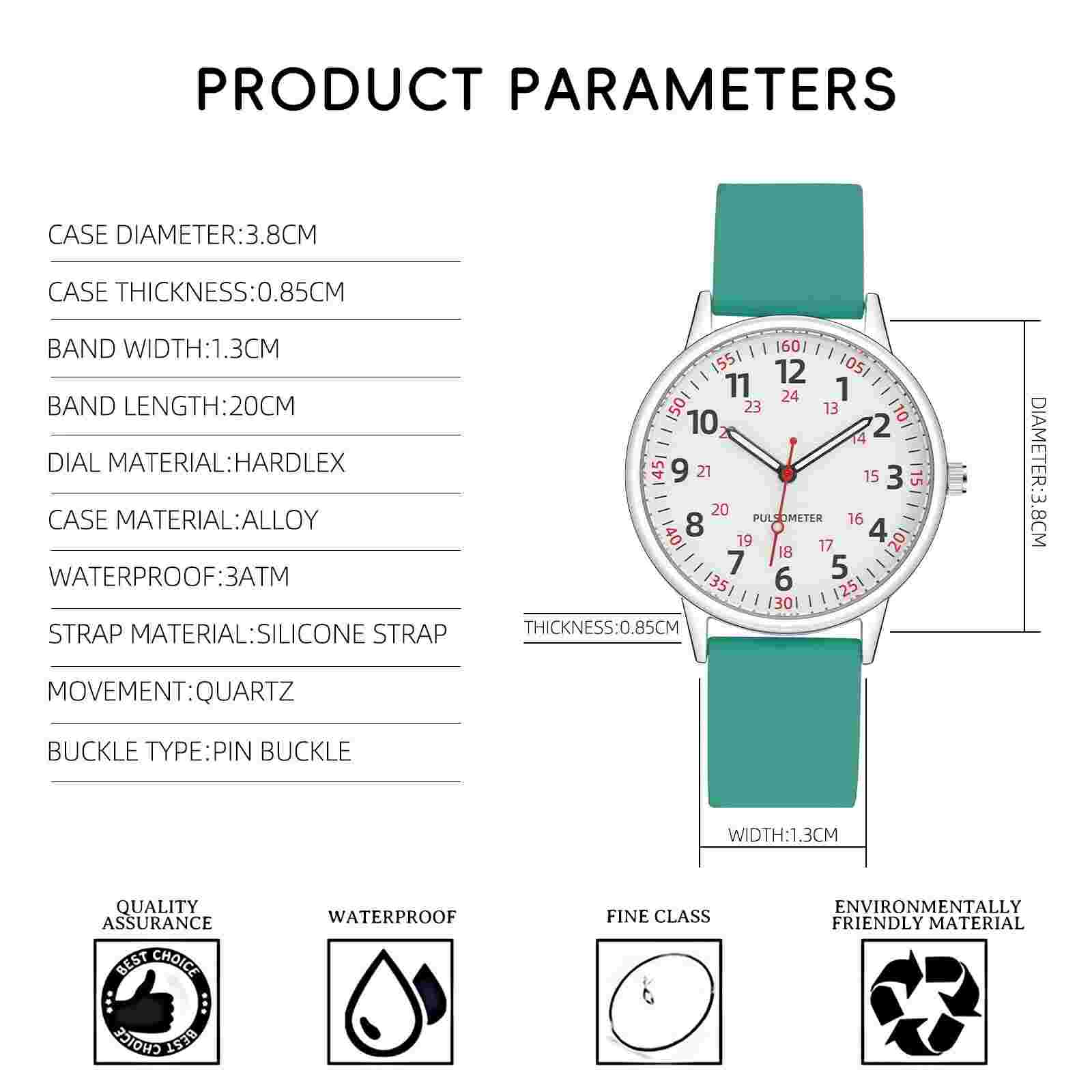 IBSO Women Watch for Nurse Easy to Read Dial Wristwatches Silicone Band Water